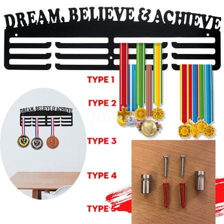 Medaljhängare, Medaljförvaring, Hängande medalj, Medaljhållare, Hängkrokar, Medaljställ, Svart, metall, Wa