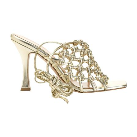 Pinko, Jole 1 intertwined laminated napn sandal Żółty, Kobieta, Rozmiar: 40 EU