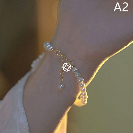 Vintage Fairy Fashion Kvinder Armbånd Retro Pearl Pendant Juster