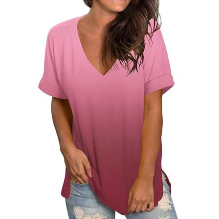 Dam Gradient T-shirt Flerfärgad S-xxxl Storlek V-ringad Streetwear