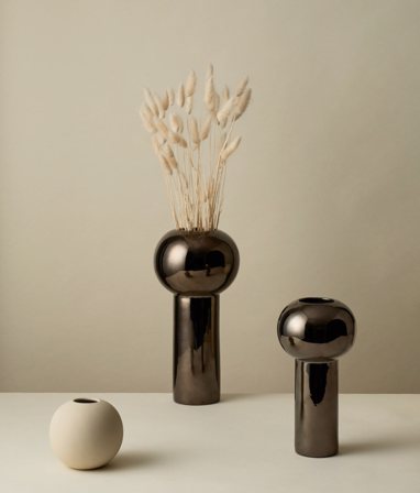 COOEE Pillar Vase Mørk Sølv_Ø12xH24