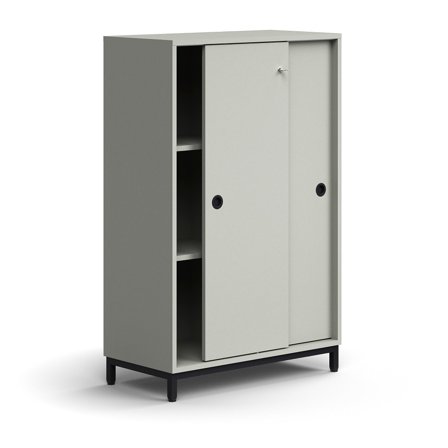 Schiebetürenschrank QBUS, abschließbar, 1252x800x400 mm, schwarz, hellgrau
