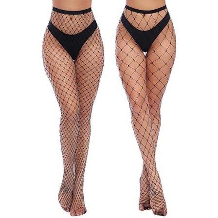 Høyt liv leggings med fiskenett strømpebukser, svarte