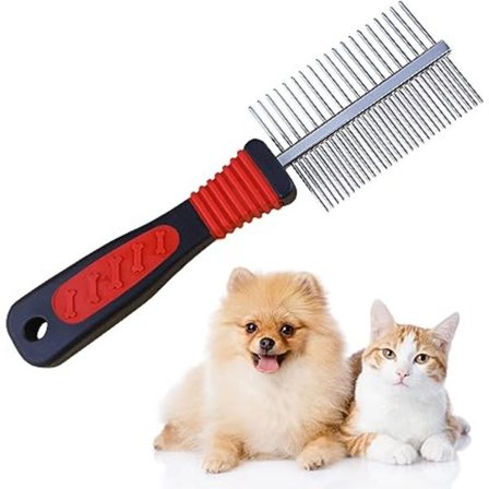 1 stk Hundekammer, Rustfritt Stål Dobbeltsidig Kam Profesjonell Gro