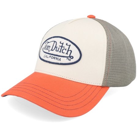 Von Dutch - Beige trucker Cap - Oval Patch Dark Green/White/Red A-Frame Trucker @ Hatstore