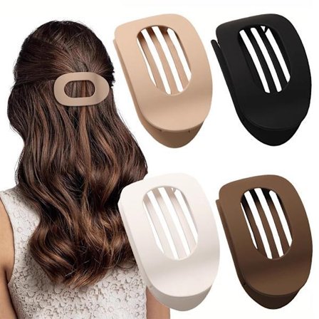 4-pak flade hårklemmer til kvinder - buet design, matte, stærke klemmer til tyndt eller tykt hår, bil-hvileklemmer, sæt 2