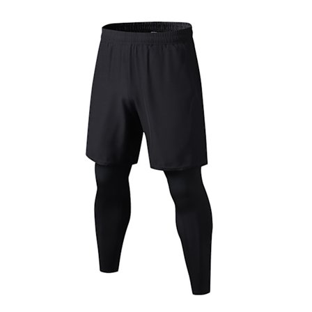 2-in-1 treenileggingsit miehille, juoksuleggingsit, joustavat, nopeasti kuivuvat treenihousut taskuilla ulkoilulajeihin, musta L 0.4 0.4