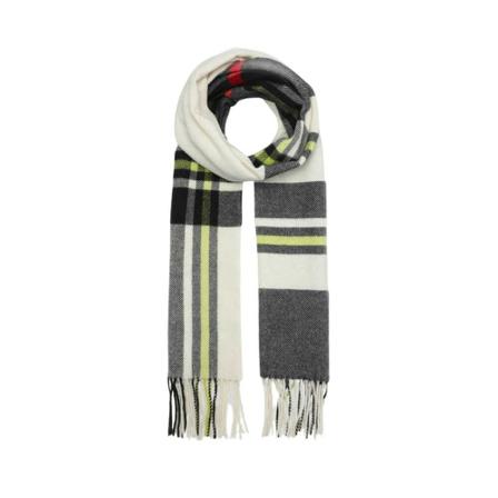 Ganni Wool Mix Fringed Scarf Jacquard Egret vit, Dam Sjalar, Dam, Storlek: ONE SIZE