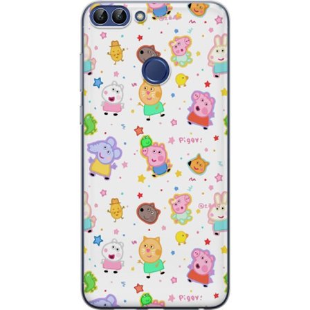 Kompatibelt Mobildeksel til Huawei P smart Fargerike tegneserie dyrekarakterer i en leken stil med stjerner og prikker på en lys bakgrunn