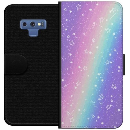 Kompatibelt Lommeboketui til Samsung Galaxy Note9 Rainbow-farget pastellbakgrunn med hvite stjerner og gnistrende prikker i myk overgang