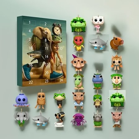 2D Platt, 24-delars Tung Tung Tung Sahur Jul Överraskningskalender Nedräkningskalender, Inkluderar 24 Unika Dagliga Överraskningskaraktärer [DB]