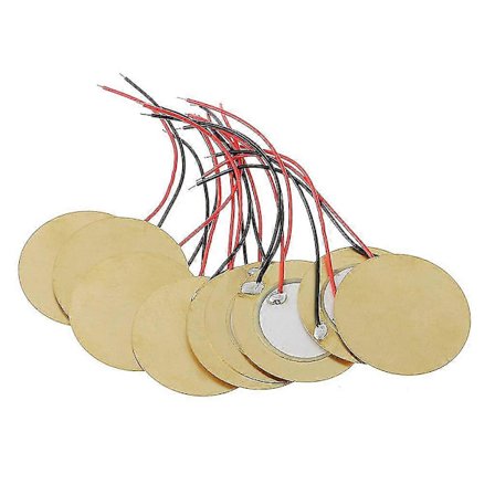 10 stk 35mm Piezo Elementer buzzer Lydgiver Sensor Trigger Tromme Disk+ ledning kobber s202412243331