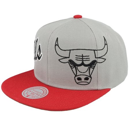 Mitchell & Ness - Chicago Bulls Knock Out Panel Grey/Red Snapback Snapback Grey Cap - NBA @ Hatstore