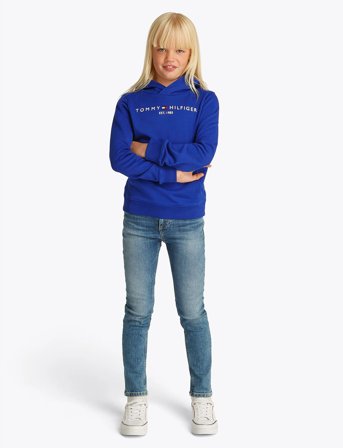 Tommy Hilfiger U Corp Logo Ess Hoodie - Blue - 128