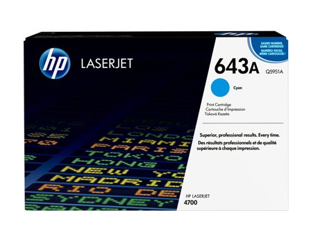 HP 643A cyan LaserJet-tonerkassett, original, 829160493886