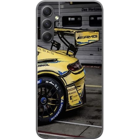 Kompatibelt Mobilskal till Samsung Galaxy A05s Mercedes AMG affisch sportbil racing bil gul design lyx bilmärke tysk motorsport konst