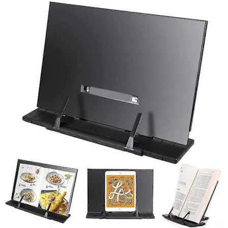 Bokhylla Justerbart Lässtativ Metall Bokhylla Kokbokshållare Svart Metall