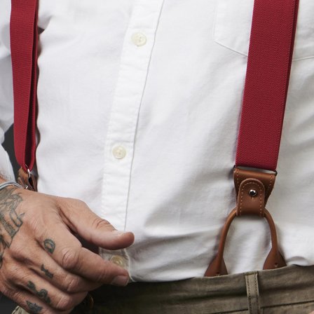 Breite Rote Konvertierbare Hosenträger für Männer - Hosenträger mit Clips