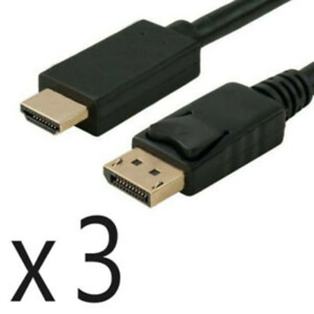 (3-PACK) DisplayPort till HDMI kabel, 1m, 4K UltraHD