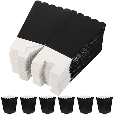 50 st Popcornlådor Papper Popcornstrutar Enkla Fettbeständiga Popcornbehållare Svarta