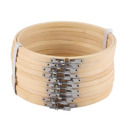 10 stk 6,7 tommer 17 cm runde trebroderingsringer sett bulk engros justerbar bambussirkel Cr