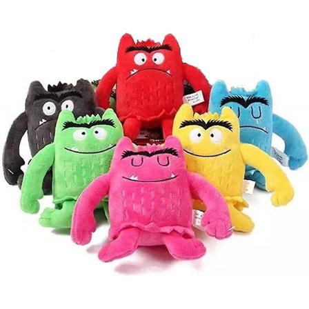 Monster plyschleksaker, min känslomässiga lilla monster tecknad docka, blå/röd monster plysch leksak, färg plysch docka set-1 set