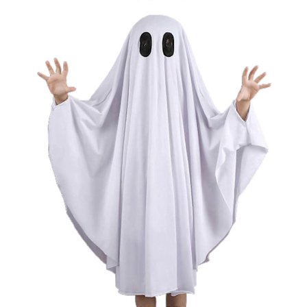 Skummel hettekappe for barn til Halloween, Skummel Cosplay-kappe til Halloween Skummel kappe Kostyme Hvite spøkelsesklær stor