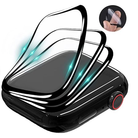 Apple Watch Series Ultra 49mm Skärmskydd PET Svart ram (3-pack)