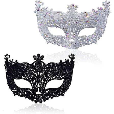 2 stk. maske for maskeradeball, svart filigran og sølv filigran fest fancy julemaske masker for maskeradeball
