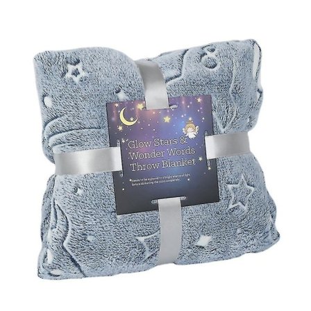 Myk selvlysende pledd med stjerner og månemotiv for alle årstider 100*150cm 100*150cm