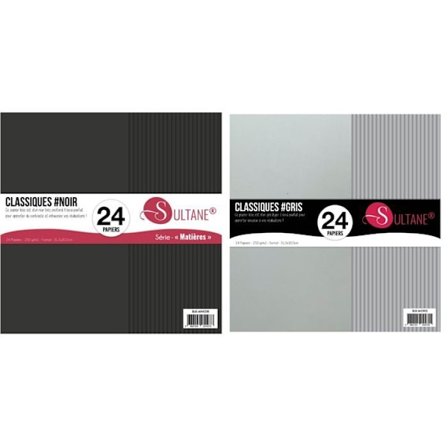 48 Grå + Svarta Scrapbooking-papper - 300g/m²