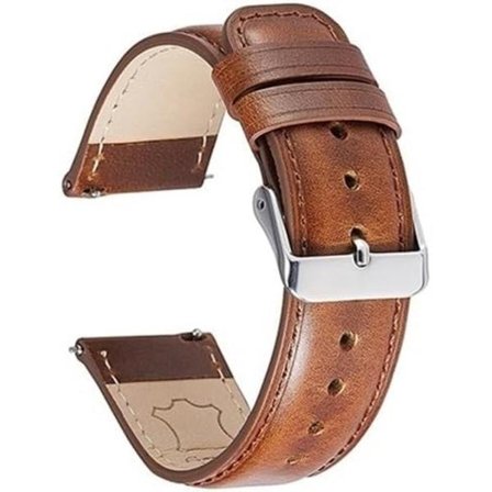 Genuine Leather Watch Band Quick Release Brown Strap Äkta Läder Klockarmband - 22mm