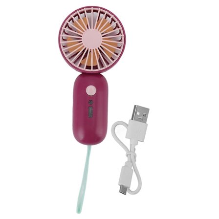 Håndholdt ventilator med 3 hastighedstilstande, USB-opladning, lydløs, mini, bærbar, nem kontrol, mini bærbar ventilator til hjemmekontor, rejser, rød