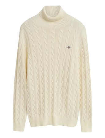 Cotton Cable Turtle Neck Cream GANT