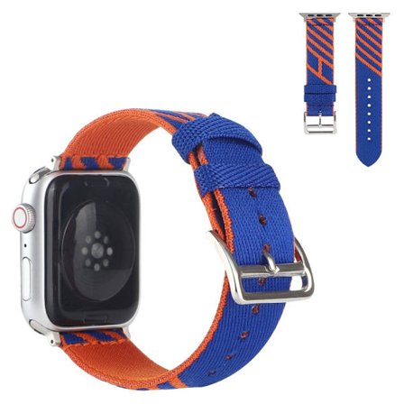 Apple Watch 42mm - 44mm coolt dubbelfärgat nylonarmband - Blå / Orange