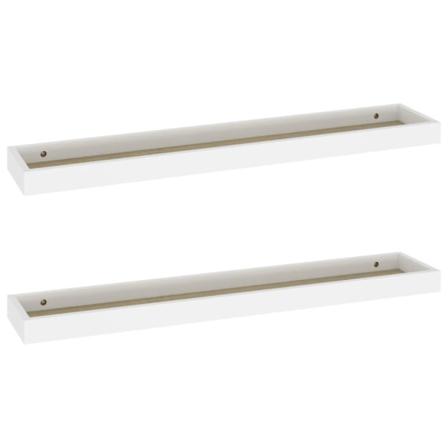 Vidaxl Vägghyllor Med Kant 2 St Ek Och Vit 80x15x4 Cm Mdf Vit