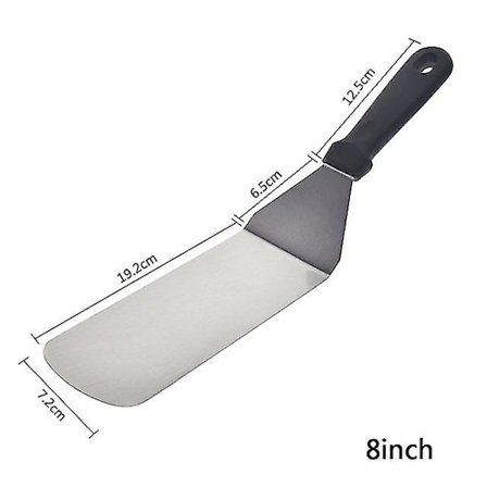 304 Rostfritt Stål Flat Top Grill Professionell Grillspatel & Skrapa Set Flipper Stekhäll Tillbehör Verktygssats Kök Bbq(8 tum-a)