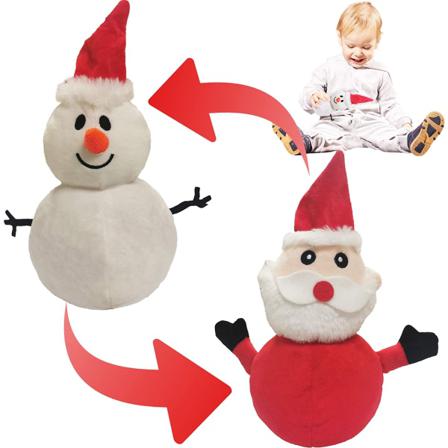 Dubbelsidig Tomte Plysch Juldocka Leksak Mjuk Tomte Snögubbe