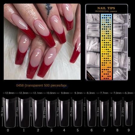 Nageldekorationer för nail art Spårlös C-båge icke-graverad frostad nagelformad bitförlängningslapp French transparent Color 500 pieces