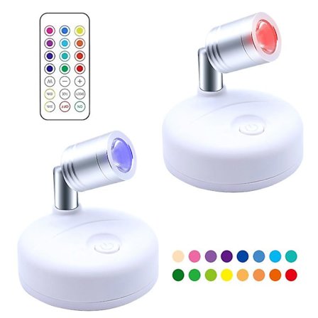 Trådlösa Spotlight Batteridrivna Accentlampor Med Fjärrkontroll, Led Rgb+w Pucklampor Bärbara Lilla Spotlight Vinkeljusterbar Med Dimmer & Timer F
