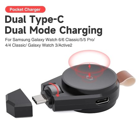 Dubbel Typ c Magnetisk Trådlös Laddare för Samsung Galaxy Watch Ultra/7 6/5/Pro/4/3/Active 2 Dockningsladdare för Watch 6/4 Classic