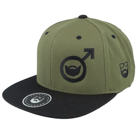 Bearded Man - Vihreä snapback Lippis - Beard Symbol Olive/Black Snapback @ Hatstore