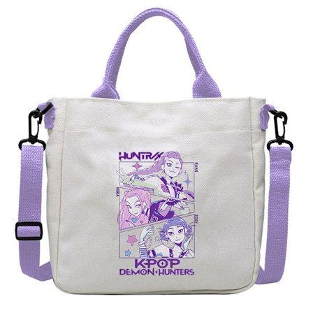 Flickors grupptryck canvasväska student budbärarväska med avtagbar axelrem handväska
