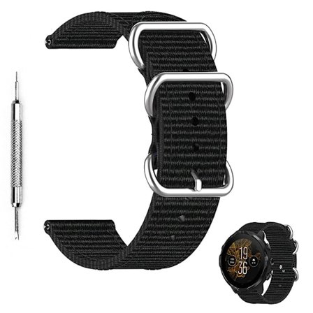 Åndbar justerbar urrem i kanvas til Suunto-ur - Sort