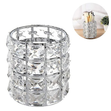 Kristall Kosmetisk Display Organizer, Sminkborsthållare Och Case För Kommod, Vintage Runda Sminkverktygsbehållare Cup För Badrum, Be