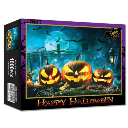 Puslespill for 1000 stykker Papirstikksag Puslespill Pedagogisk Intellektuell Dekomprimering DIY Puslespill Leker Gave Halloween A