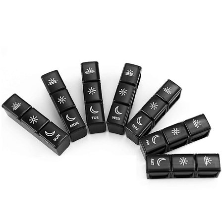 (Sort) Fransk ugentlig pilleæske morgen middag aften, stor pilleæske medicin 7 dage 3 rum