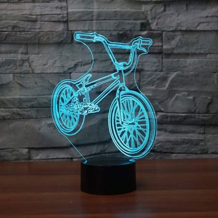Natlampe 3D Led Sengelampe BMX Natlampe Cykelform USB Bordlampe 7 Farveskift Cykel Hjemmeindretning Soveværelse Søvnbelysningsarmatur Gaver