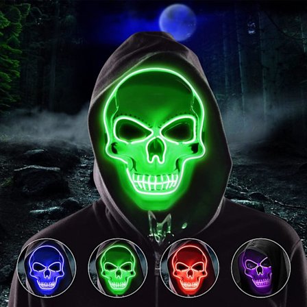 LED-puhdistusnaamio, Halloween-naamio, LED-kauhunaamio pimeässä pukuleikkeihin [tde]