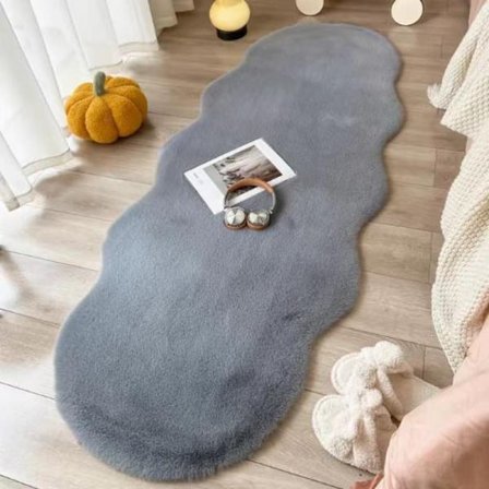 Langmatte Soverom, Myk Fellmatte 60×150cm, Fluffy Teppe Sklisikkert Vaskbart for Stue